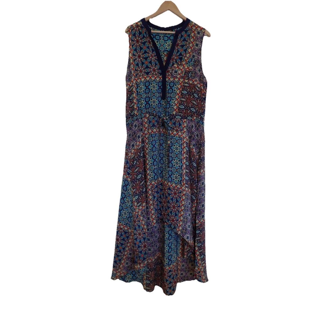 Tolani silk dress hi low sleeveless maxi dress size Large